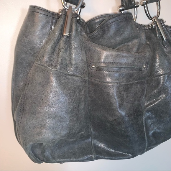 B. Makowsky Dark Gray Leather Shoulder Bag - Picture 13 of 14